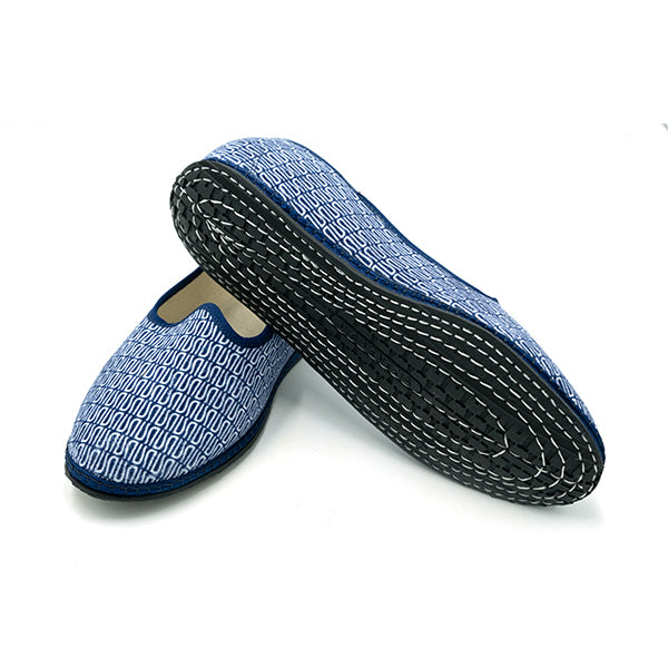 Ulturale Furlane blu con pattern Ulturale bianco e bordo blu in 100% velluto di cotone - Ulturale 2025