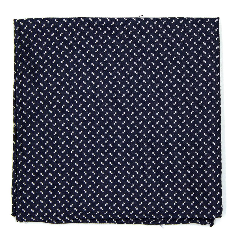Ulturale Pochette blu con pattern bianco in 100% seta - Ulturale Pezzi Unici