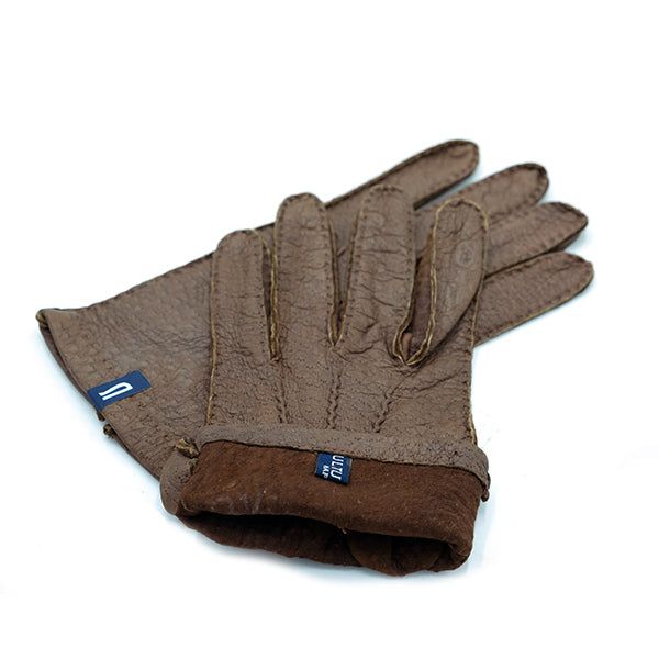 Ulturale Guanti uomo marrone chiaro in peccary sfoderato con cashmere interno - Ulturale Shopping Online
