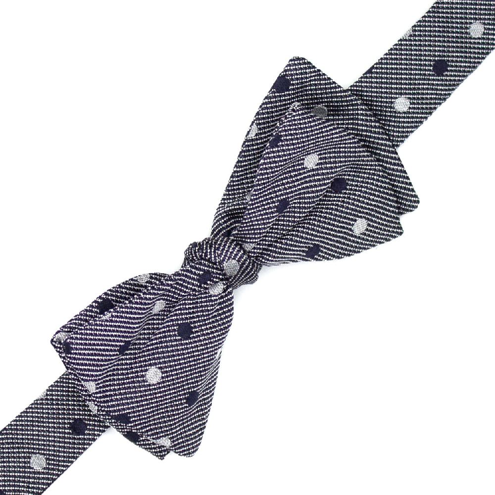 Ulturale Papillon blu con pois grigi e blu in 100% seta - Ulturale Presa
