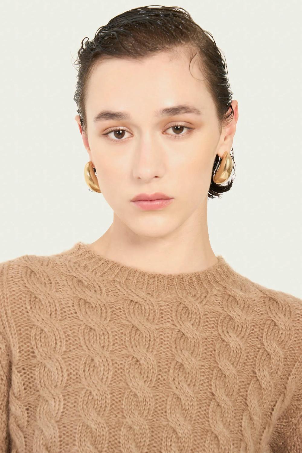 Vicario cinque Pullover in mohair cammello slim fit Mabella Vendita Economica