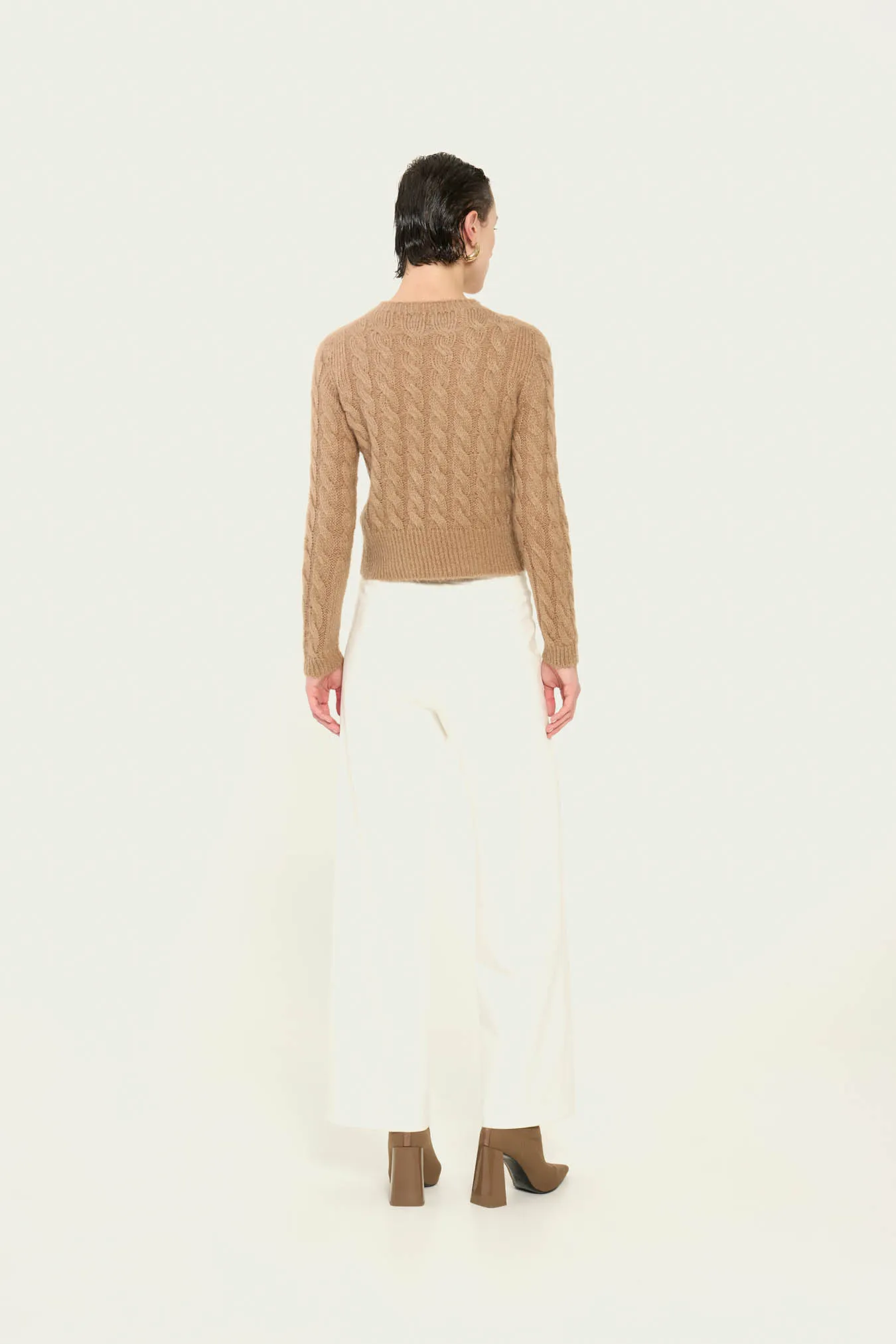 Vicario cinque Pullover in mohair cammello slim fit Mabella Vendita Economica