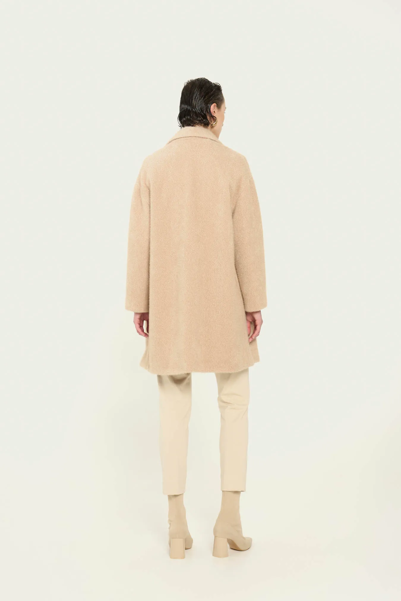 Vicario cinque Cappotto monopetto in panno beige Cesilia Moda