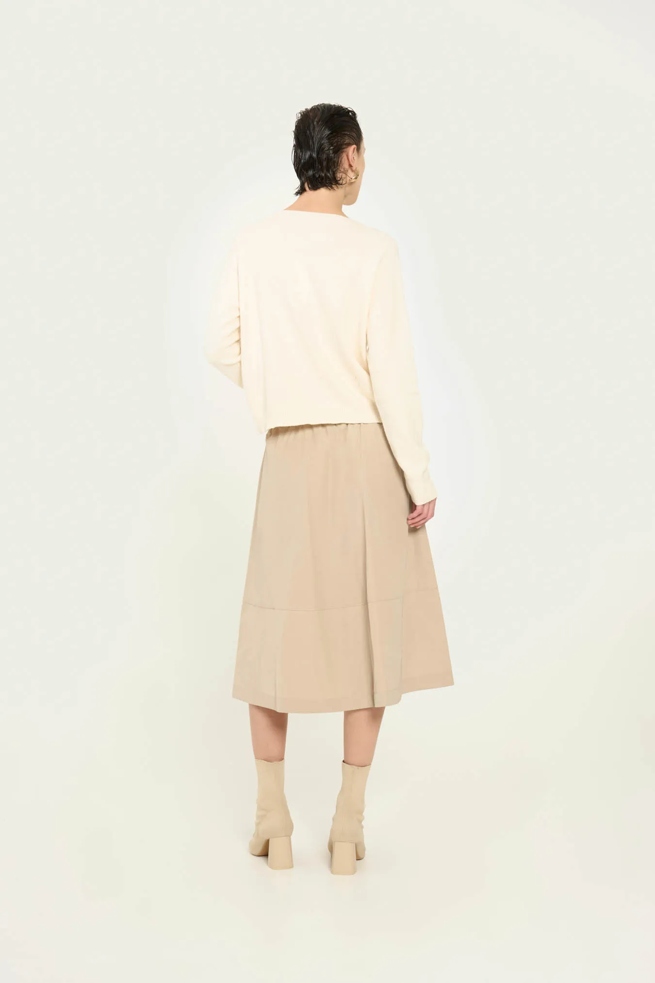 Vicario cinque Gonna midi svasata beige Giada Qualità