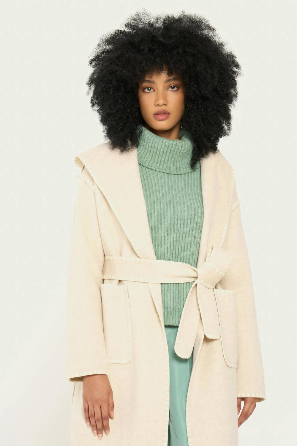 Vicario cinque Cappotto con cappuccio in lana e ricami Coco Negozi Online