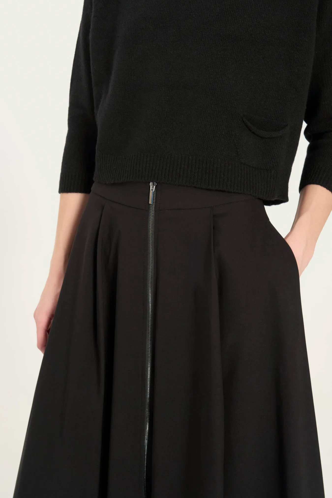 Vicario cinque Gonna midi nera con cerniera davanti Guendalina Shopping Online