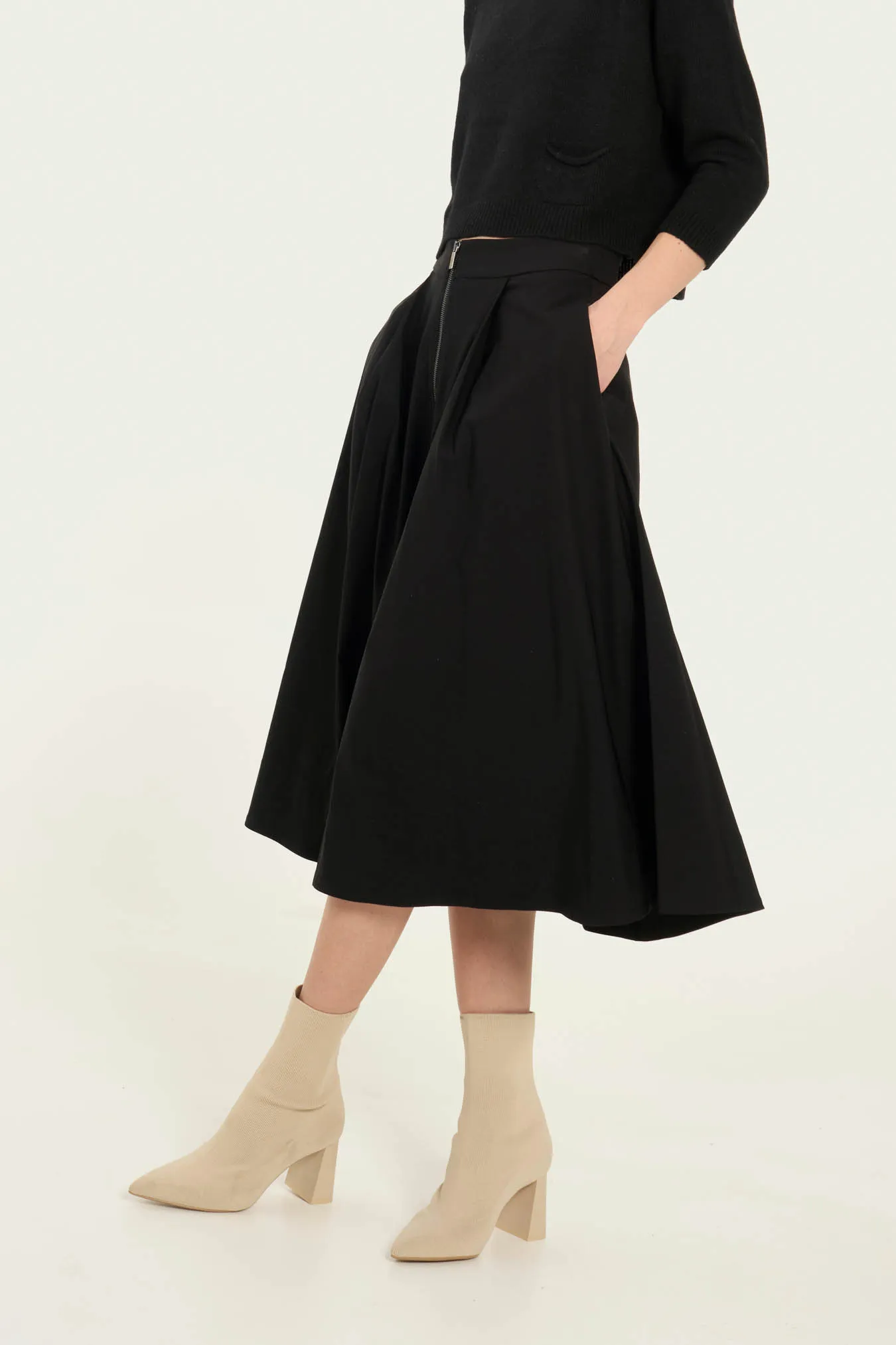 Vicario cinque Gonna midi nera con cerniera davanti Guendalina Shopping Online