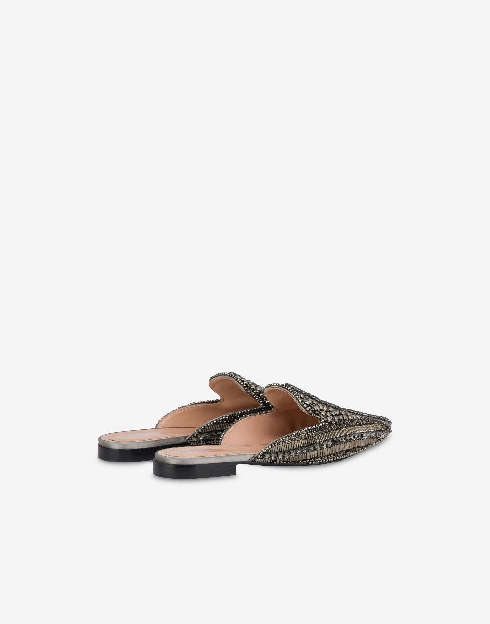 Alberta Ferretti Mia Mule in raso con ricamo perline e strass Vendita Economica