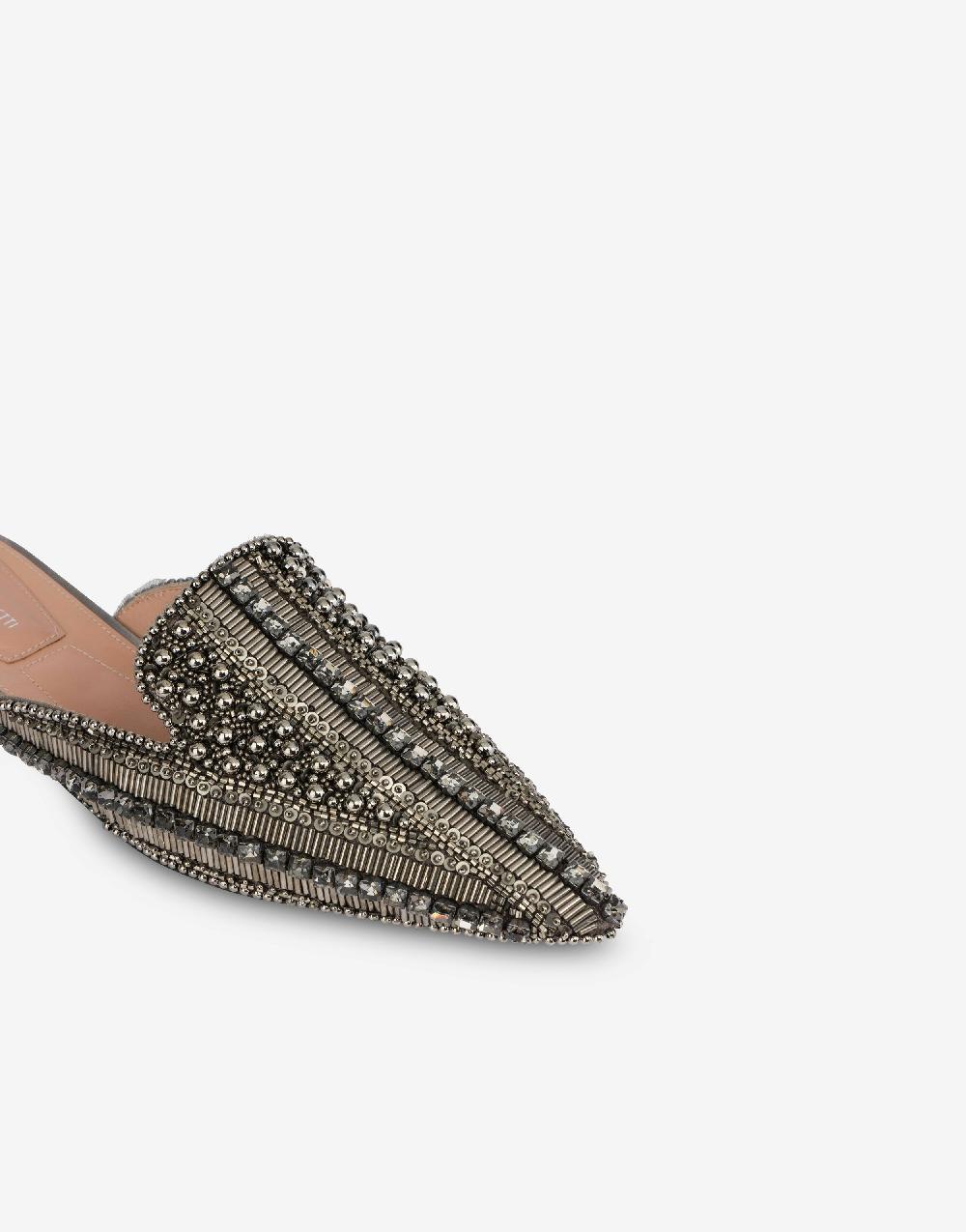 Alberta Ferretti Mia Mule in raso con ricamo perline e strass Vendita Economica