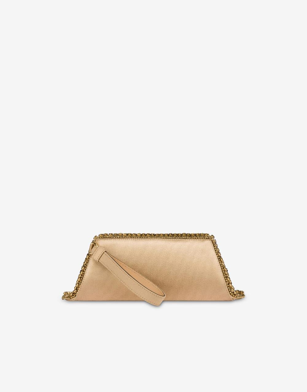 Alberta Ferretti Box clutch in raso con ricamo perline e strass Saldi Di Fabbrica