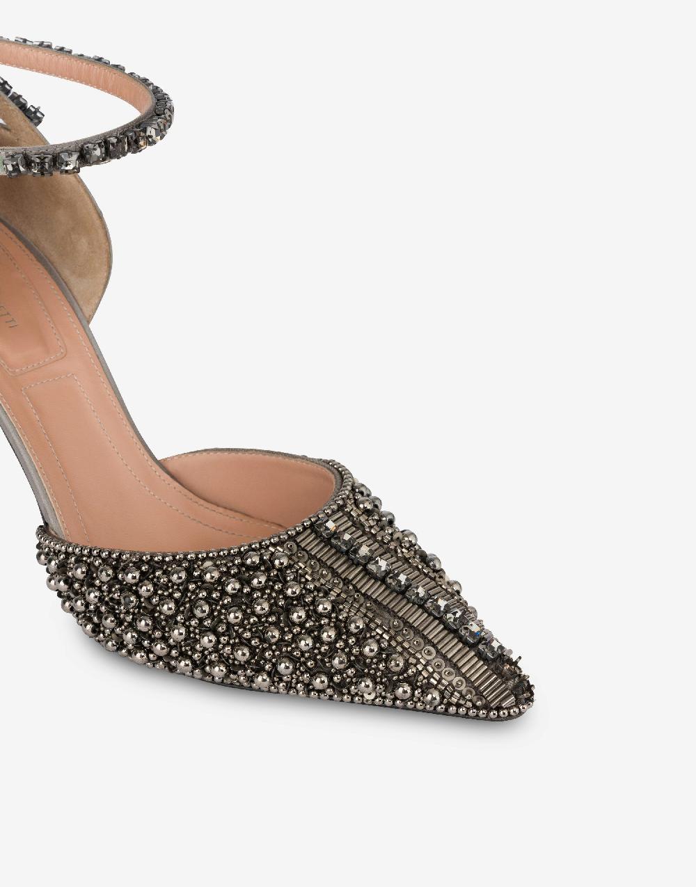 Alberta Ferretti Décolleté d'Orsay in raso con ricamo perline e strass In Saldo