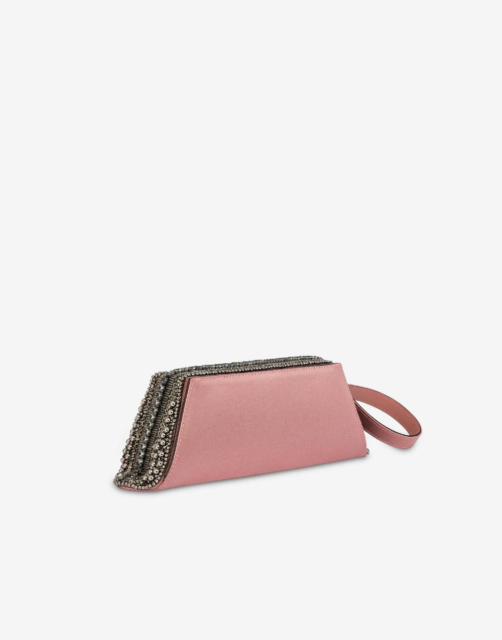 Alberta Ferretti Box clutch in raso con ricamo perline e strass Moda