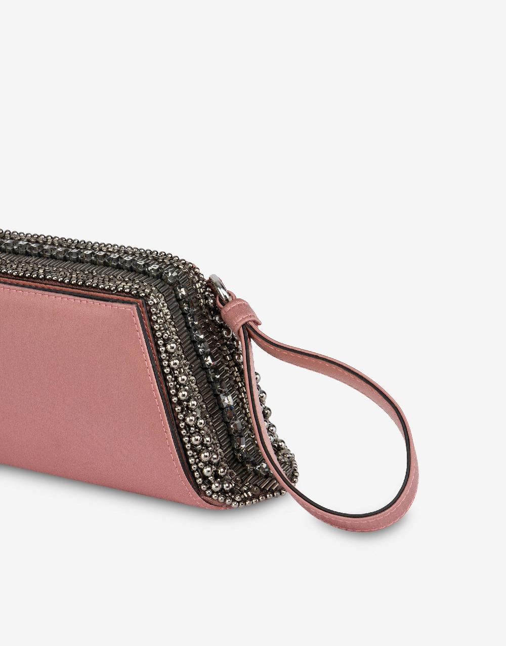Alberta Ferretti Box clutch in raso con ricamo perline e strass Moda
