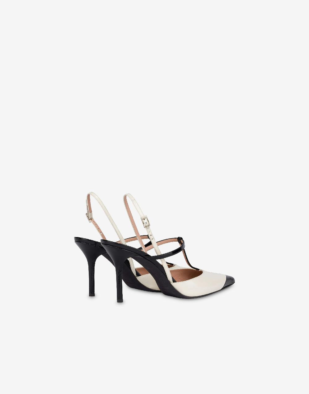 Alberta Ferretti Slingback in vitello lucido bicolor 90's Consegna Veloce