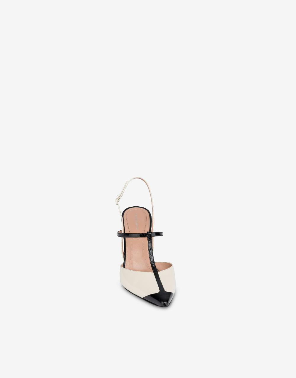 Alberta Ferretti Slingback in vitello lucido bicolor 90's Consegna Veloce