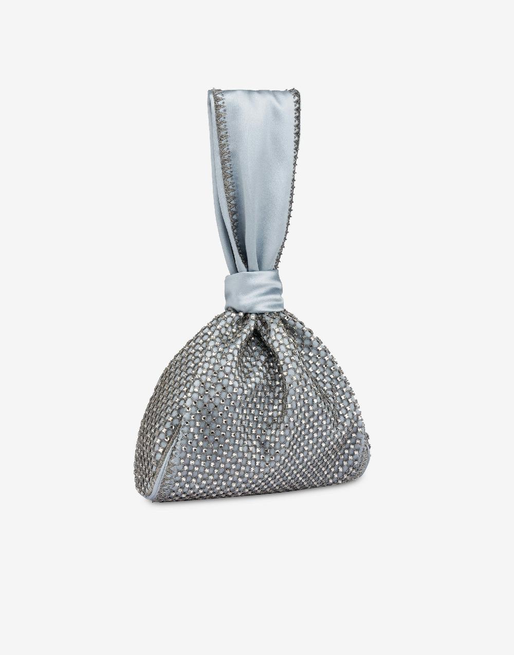 Alberta Ferretti Bucket bag da sera in raso con ricamo strass Qualità