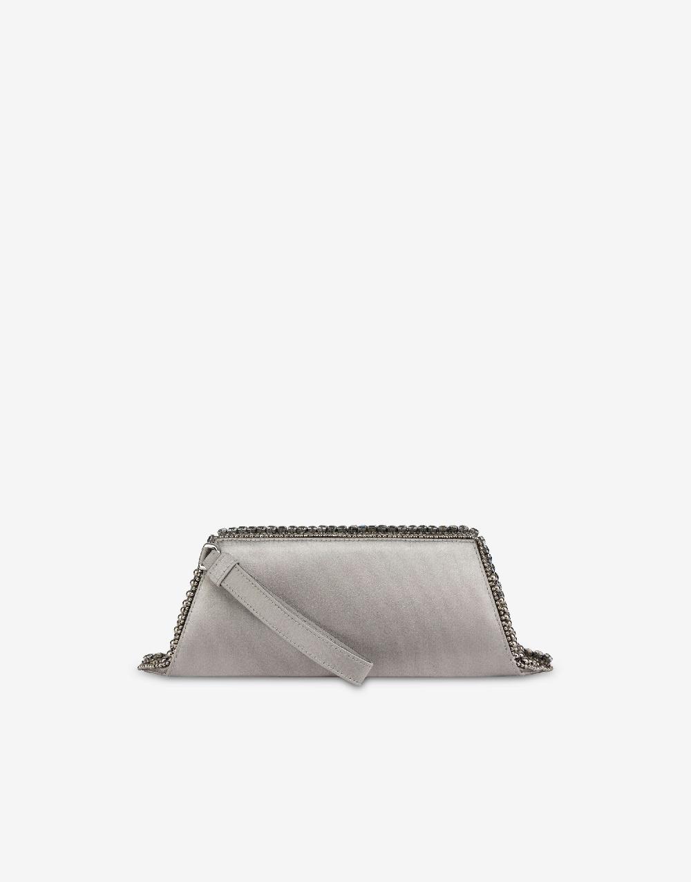 Alberta Ferretti Box clutch in raso con ricamo perline e strass Promozione