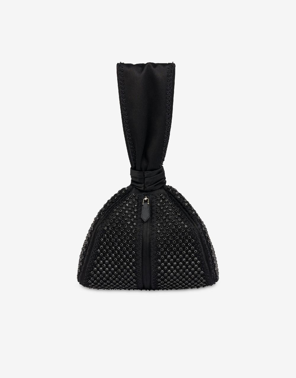 Alberta Ferretti Bucket bag da sera in raso con ricamo strass Soddisfazione Garantita