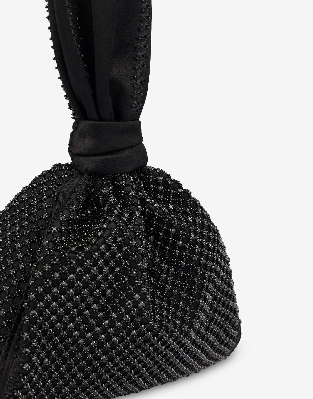 Alberta Ferretti Bucket bag da sera in raso con ricamo strass Soddisfazione Garantita