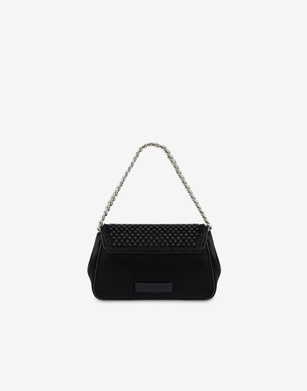 Alberta Ferretti Borsa a spalla in raso con ricamo strass Qualità Garantita
