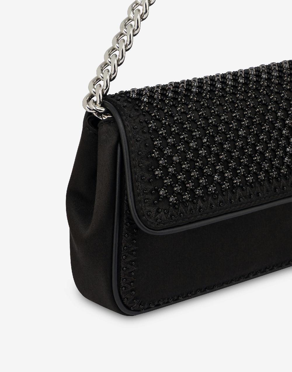 Alberta Ferretti Borsa a spalla in raso con ricamo strass Qualità Garantita