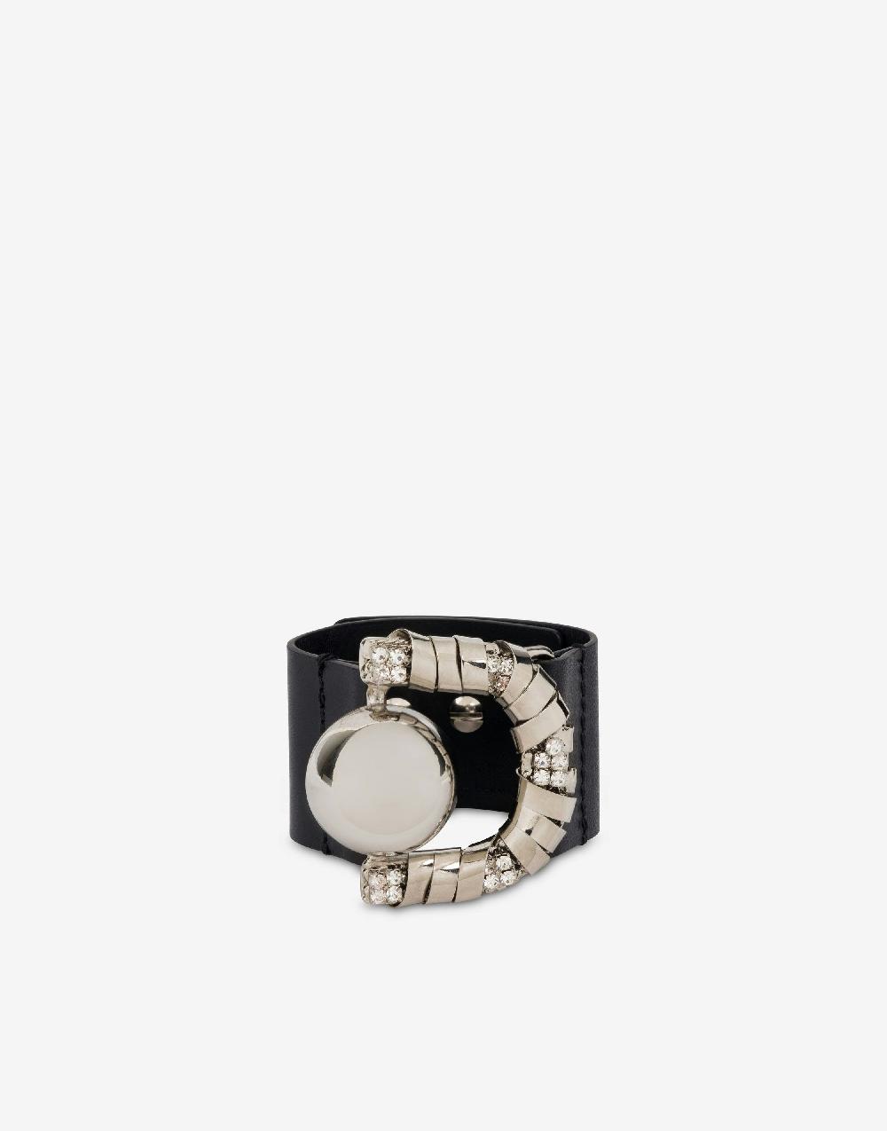 Alberta Ferretti Bracciale in vitello e metallo argento Negozi Online