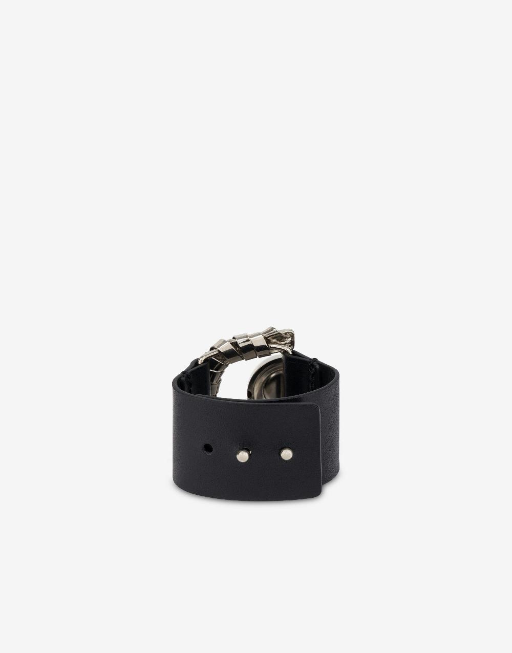 Alberta Ferretti Bracciale in vitello e metallo argento Negozi Online