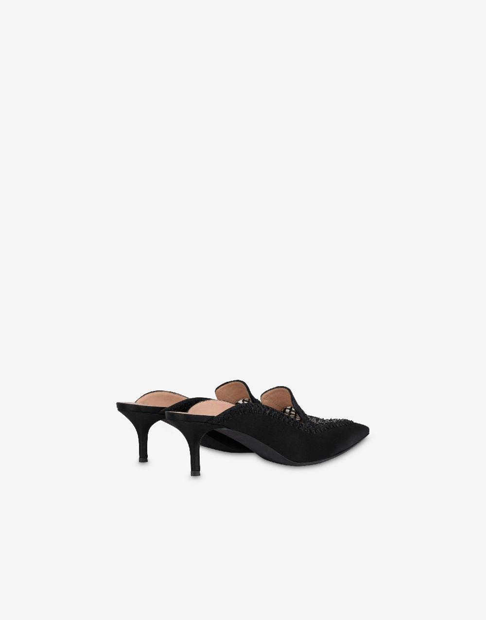 Alberta Ferretti Sabot in raso con ricamo strass Consegna Veloce
