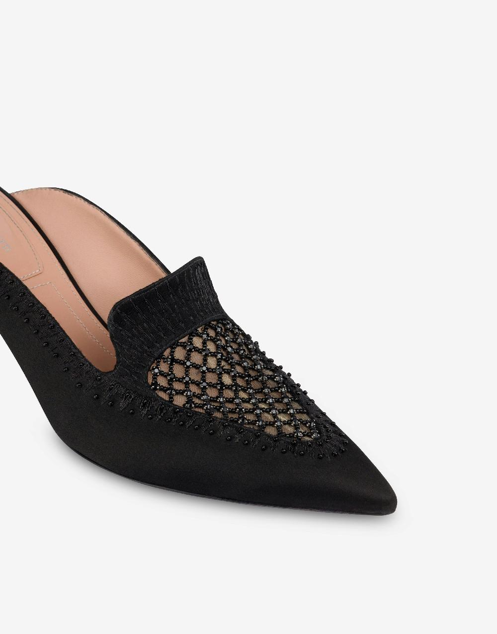 Alberta Ferretti Sabot in raso con ricamo strass Consegna Veloce