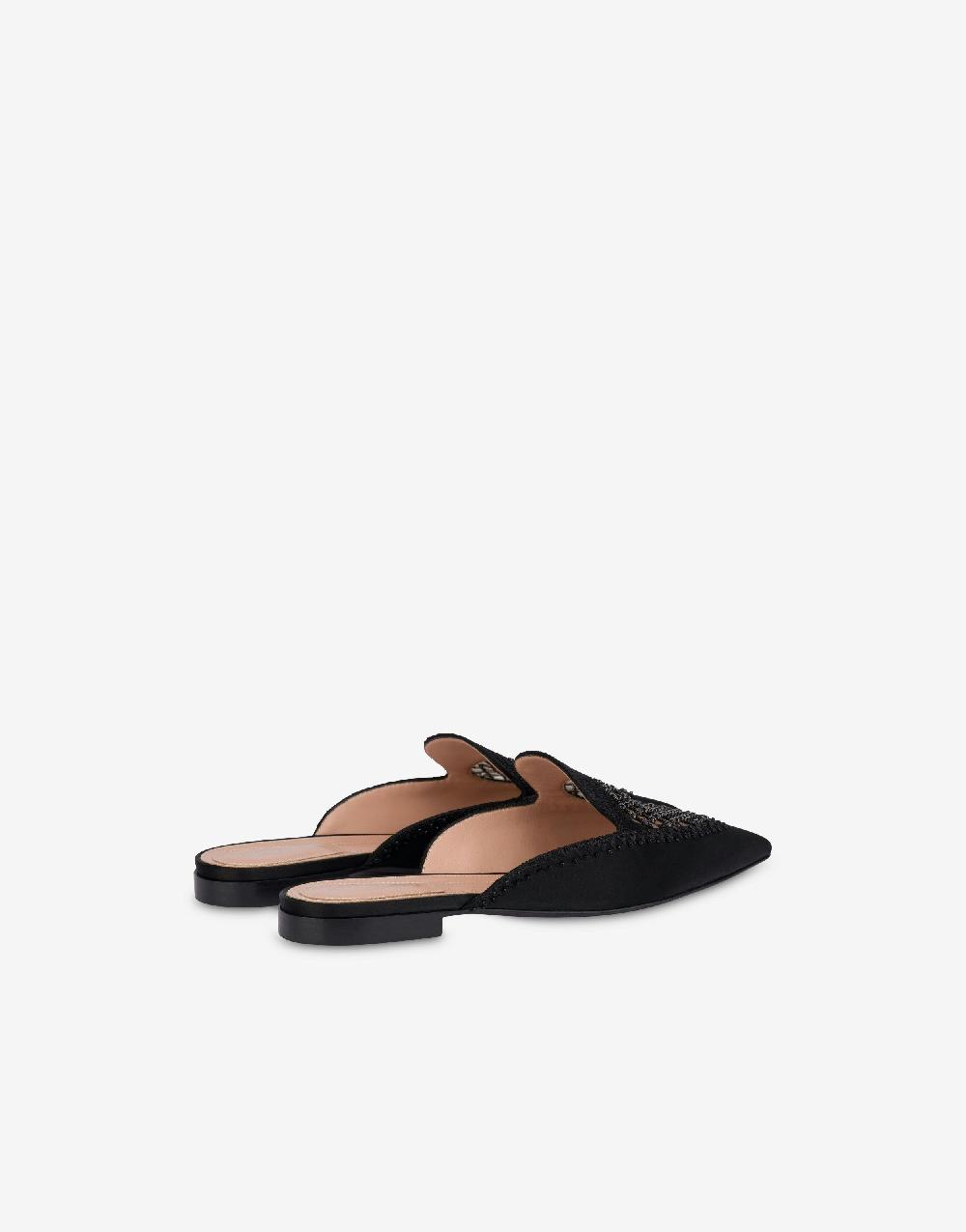 Alberta Ferretti Mia Mule in raso con ricamo strass Promozione Limitata