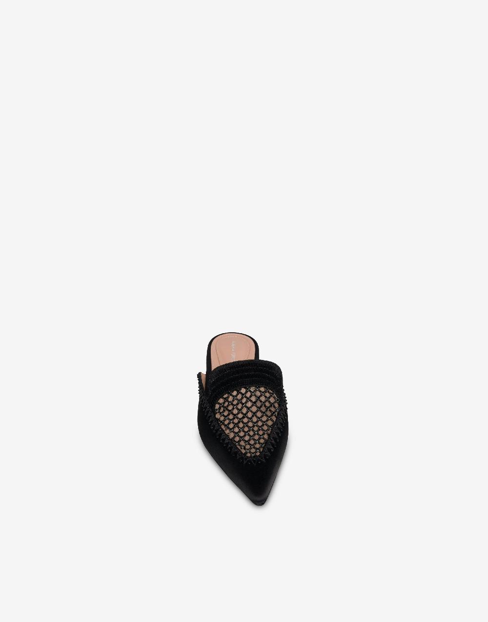 Alberta Ferretti Mia Mule in raso con ricamo strass Promozione Limitata