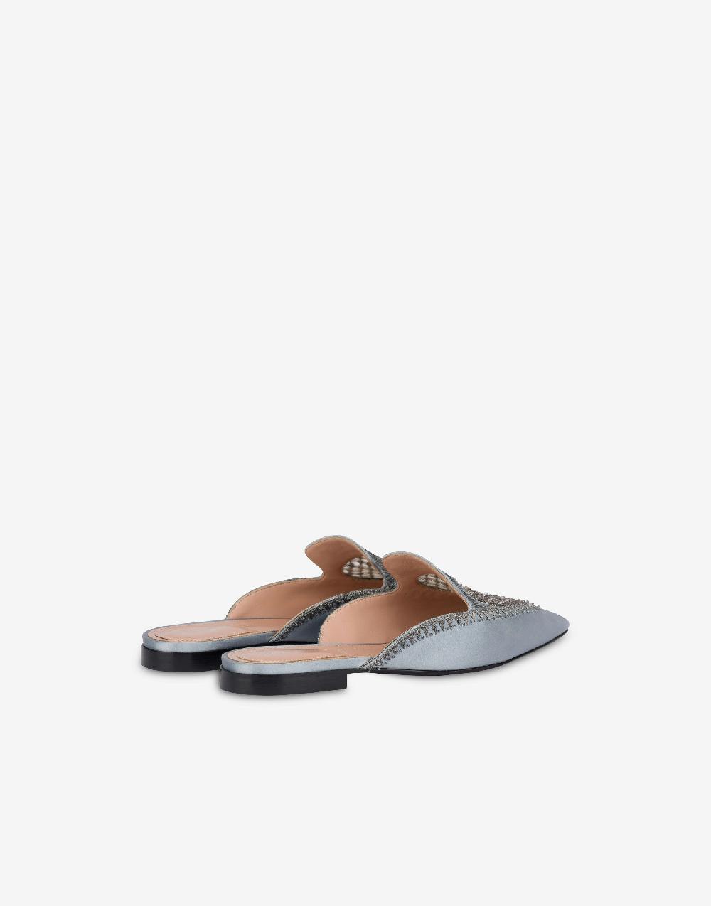 Alberta Ferretti Mia Mule in raso con ricamo strass Fino Al -60%