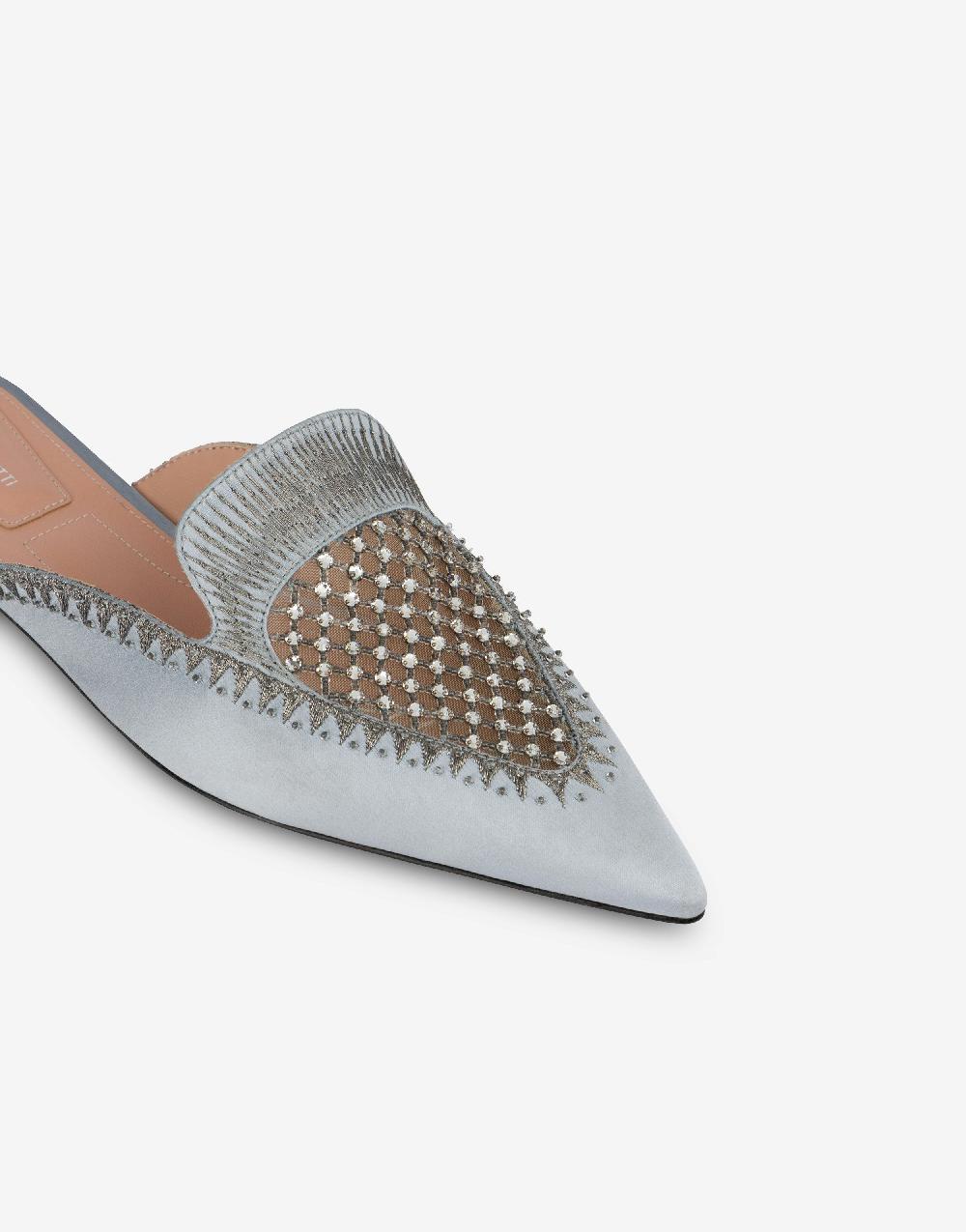 Alberta Ferretti Mia Mule in raso con ricamo strass Fino Al -60%