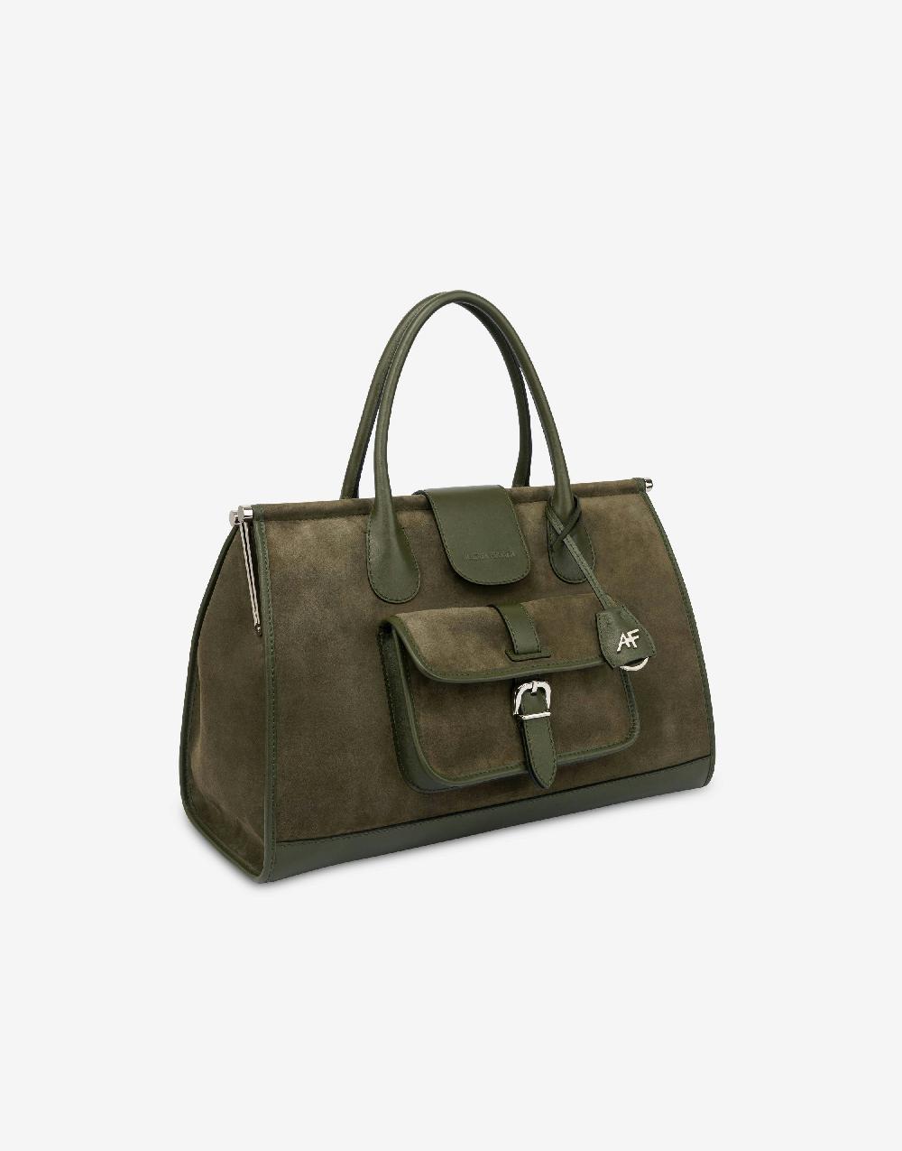 Alberta Ferretti Borsa doppio manico in camoscio Vendita Calda