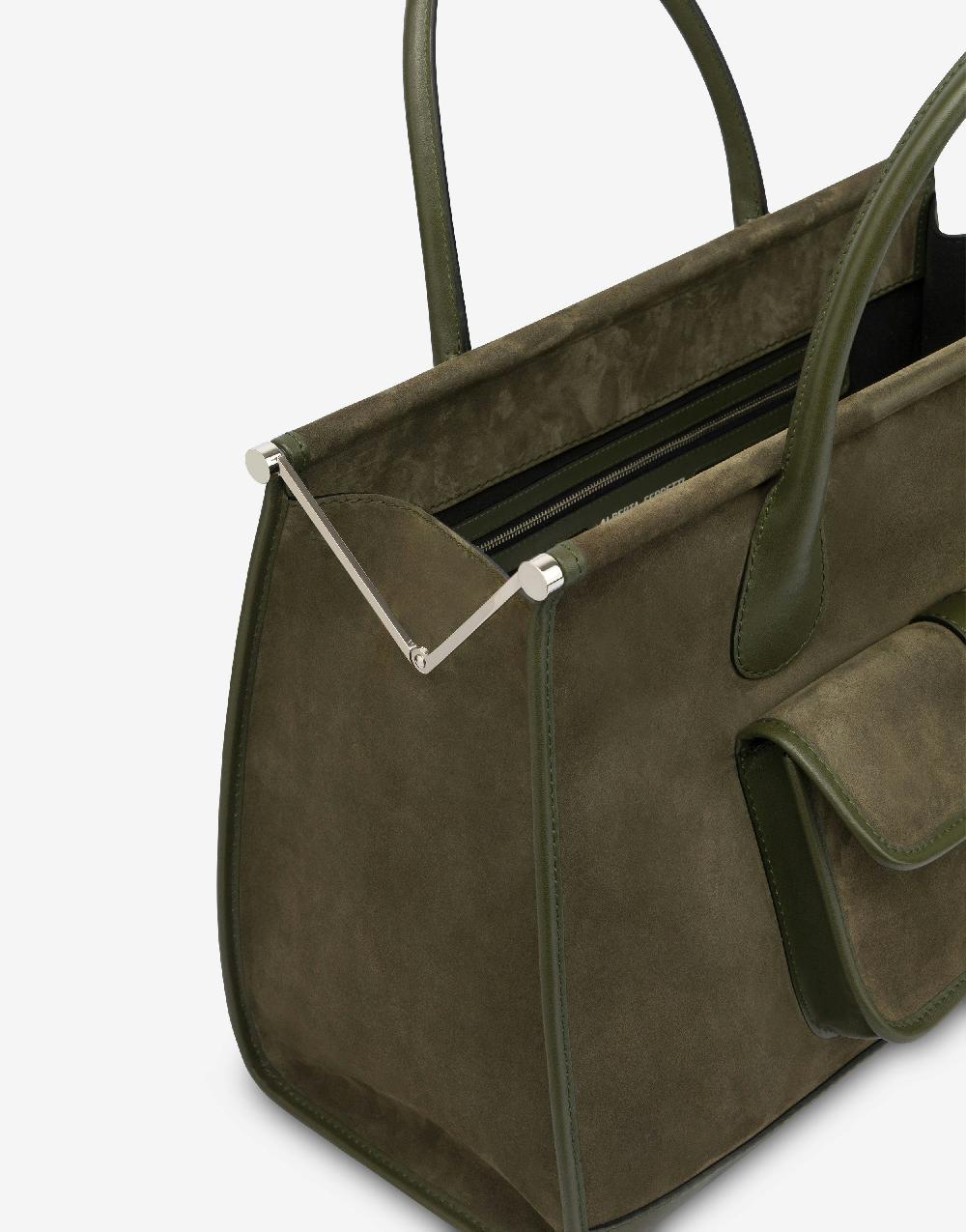 Alberta Ferretti Borsa doppio manico in camoscio Vendita Calda