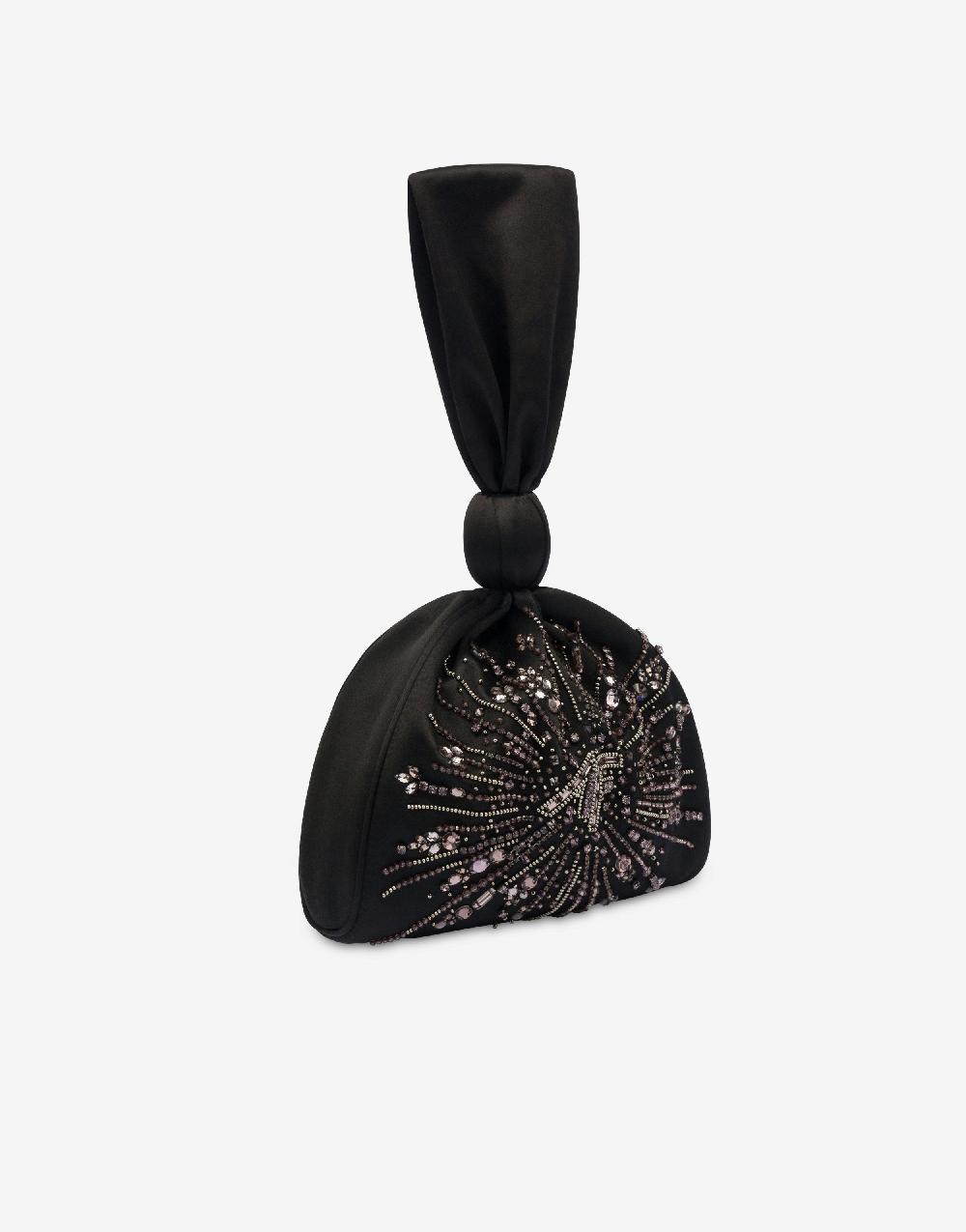 Alberta Ferretti Bucket bag in raso con ricamo perline e strass Italia