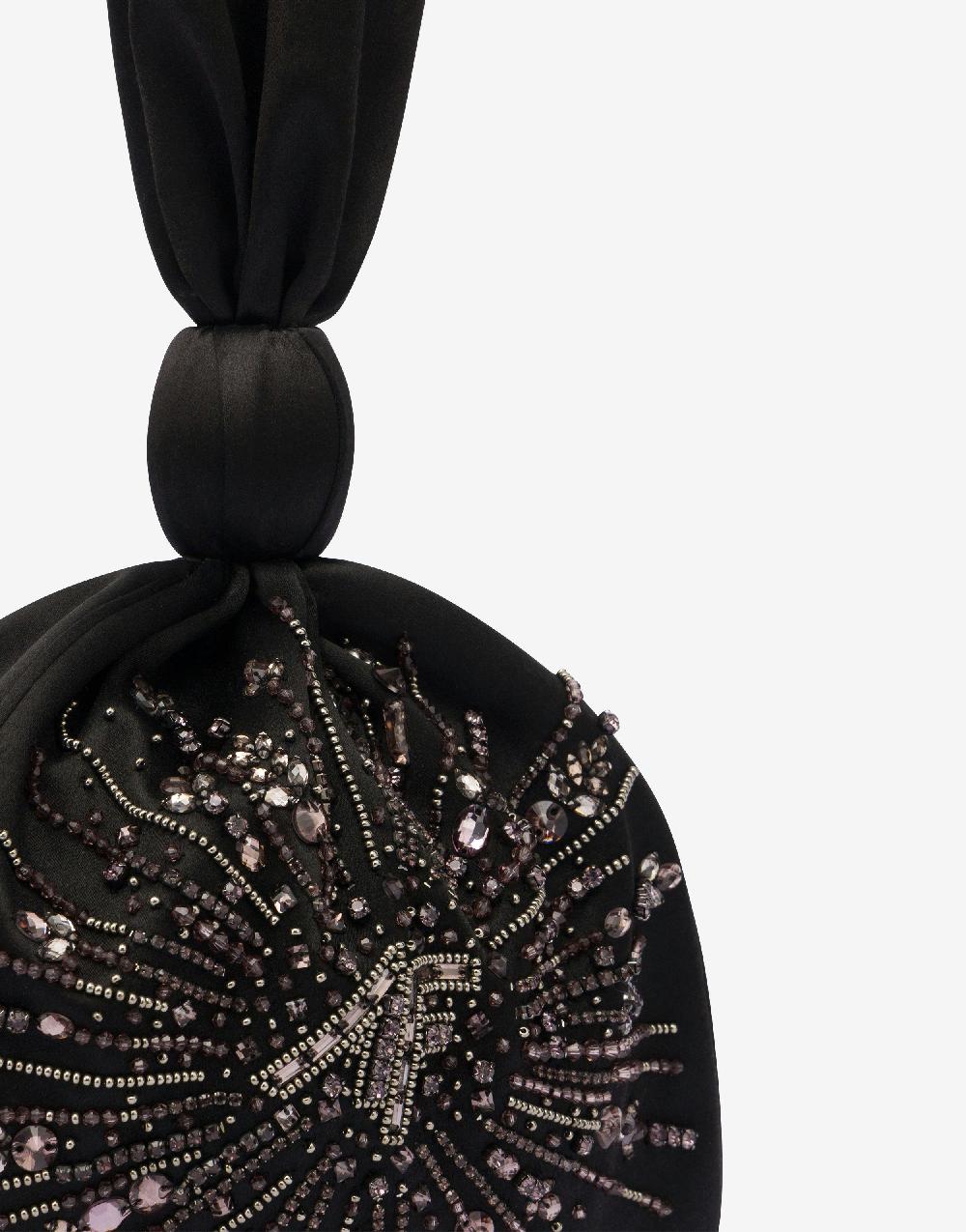 Alberta Ferretti Bucket bag in raso con ricamo perline e strass Italia