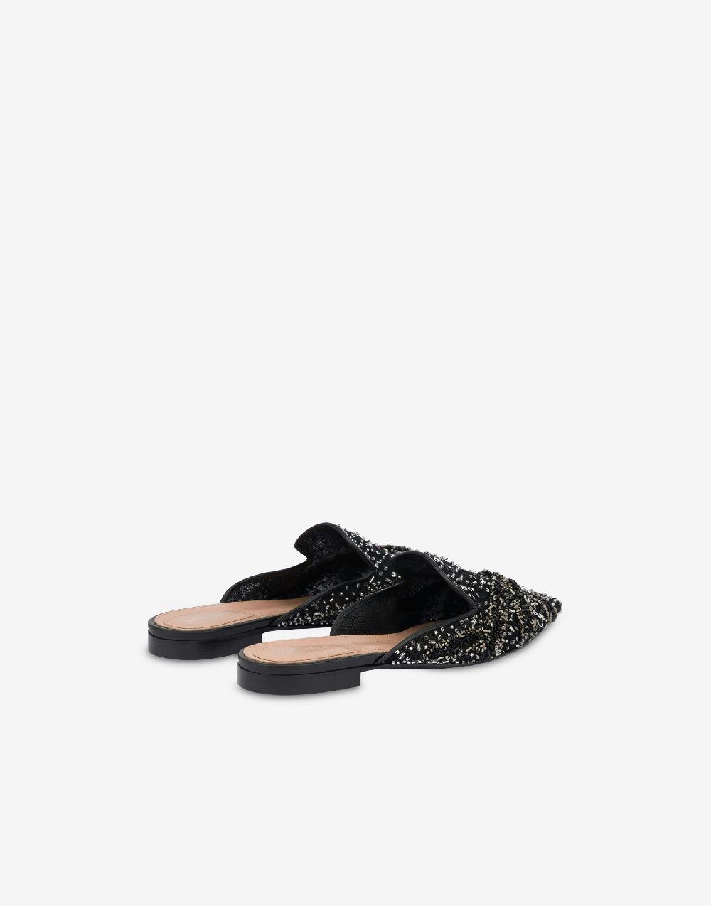 Alberta Ferretti Mia Mule in rete con paillettes e perline In Linea
