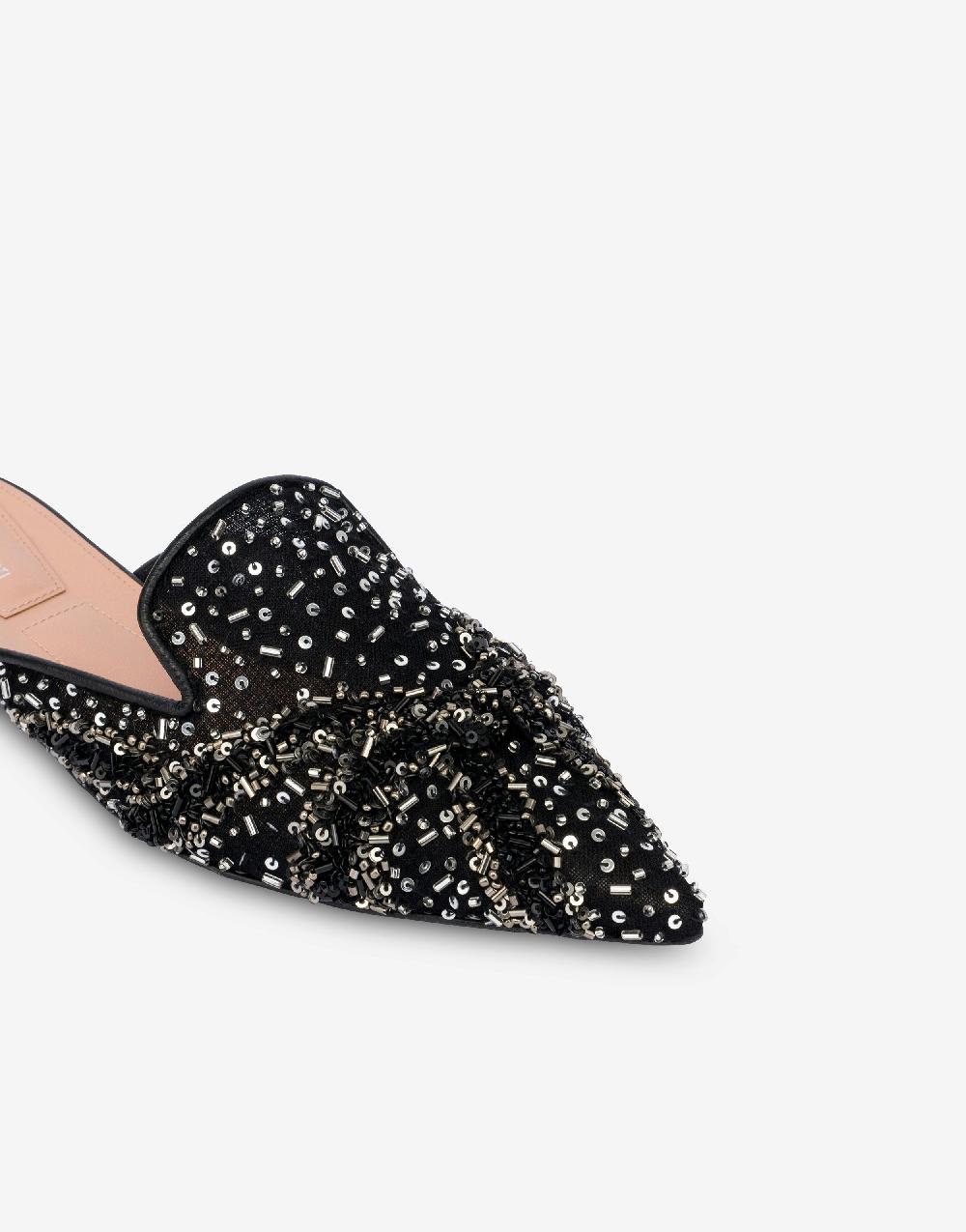 Alberta Ferretti Mia Mule in rete con paillettes e perline In Linea