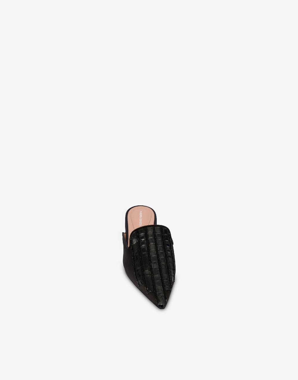 Alberta Ferretti Mia Mule in raso con ricamo effetto gessato Qualità