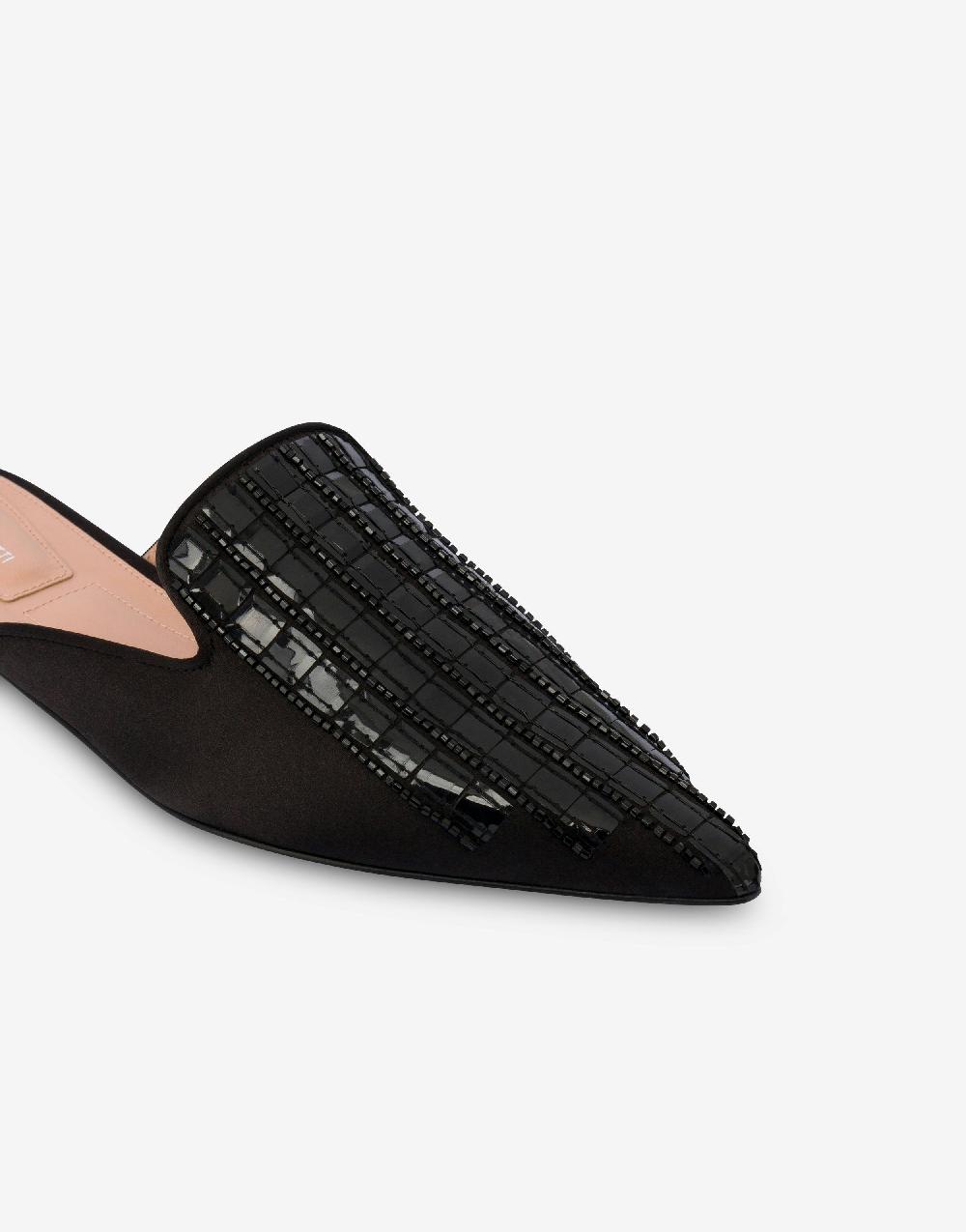 Alberta Ferretti Mia Mule in raso con ricamo effetto gessato Qualità