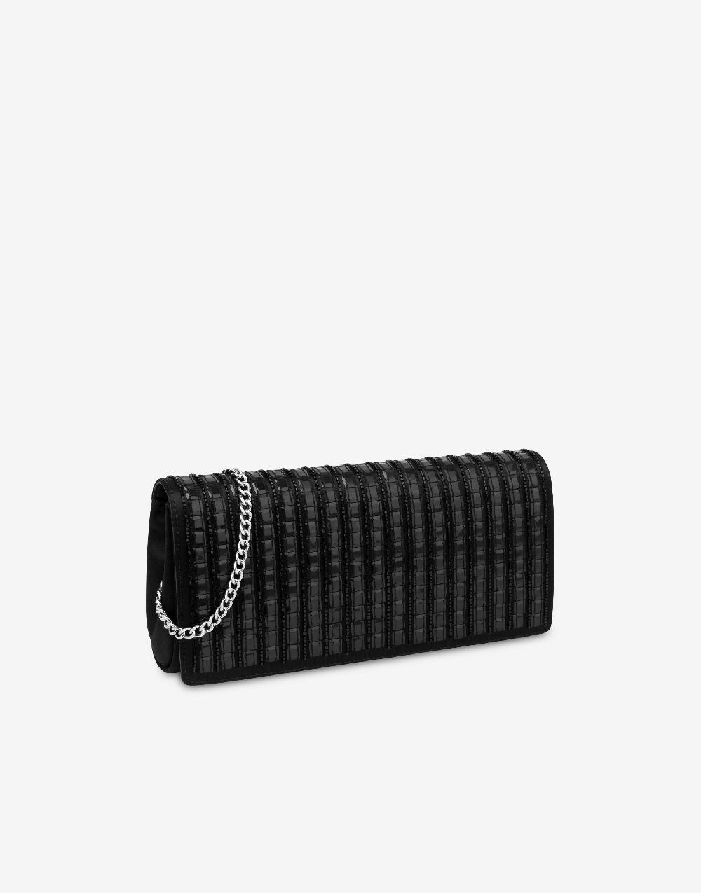 Alberta Ferretti Clutch in raso con ricamo effetto gessato Pezzi Unici