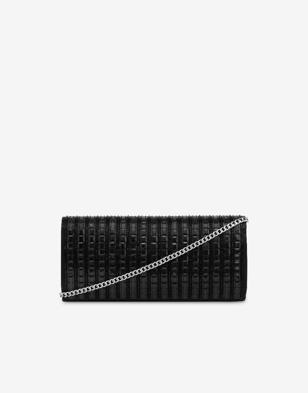 Alberta Ferretti Clutch in raso con ricamo effetto gessato Pezzi Unici