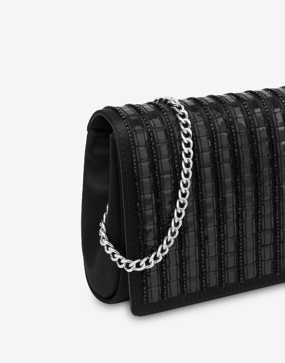 Alberta Ferretti Clutch in raso con ricamo effetto gessato Pezzi Unici