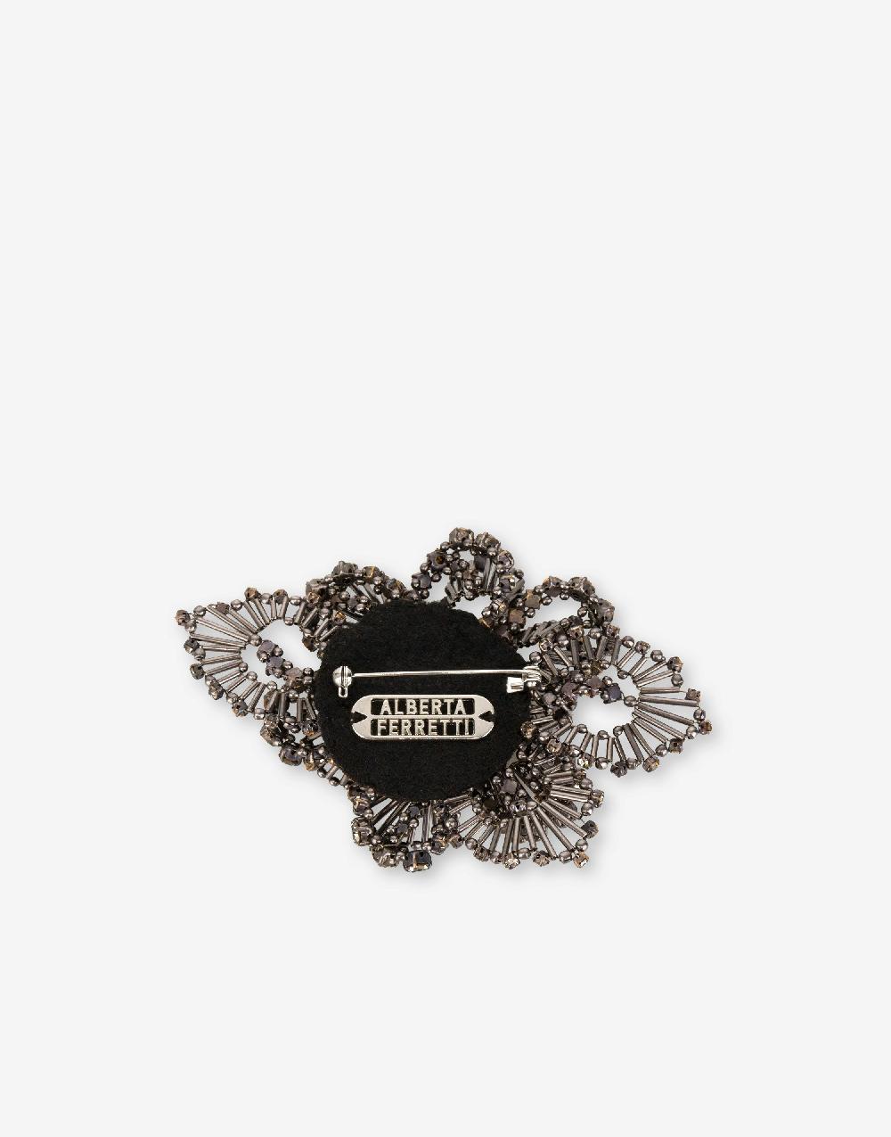 Alberta Ferretti Spilla bijoux a fiore argento con pietre e perline Offerta