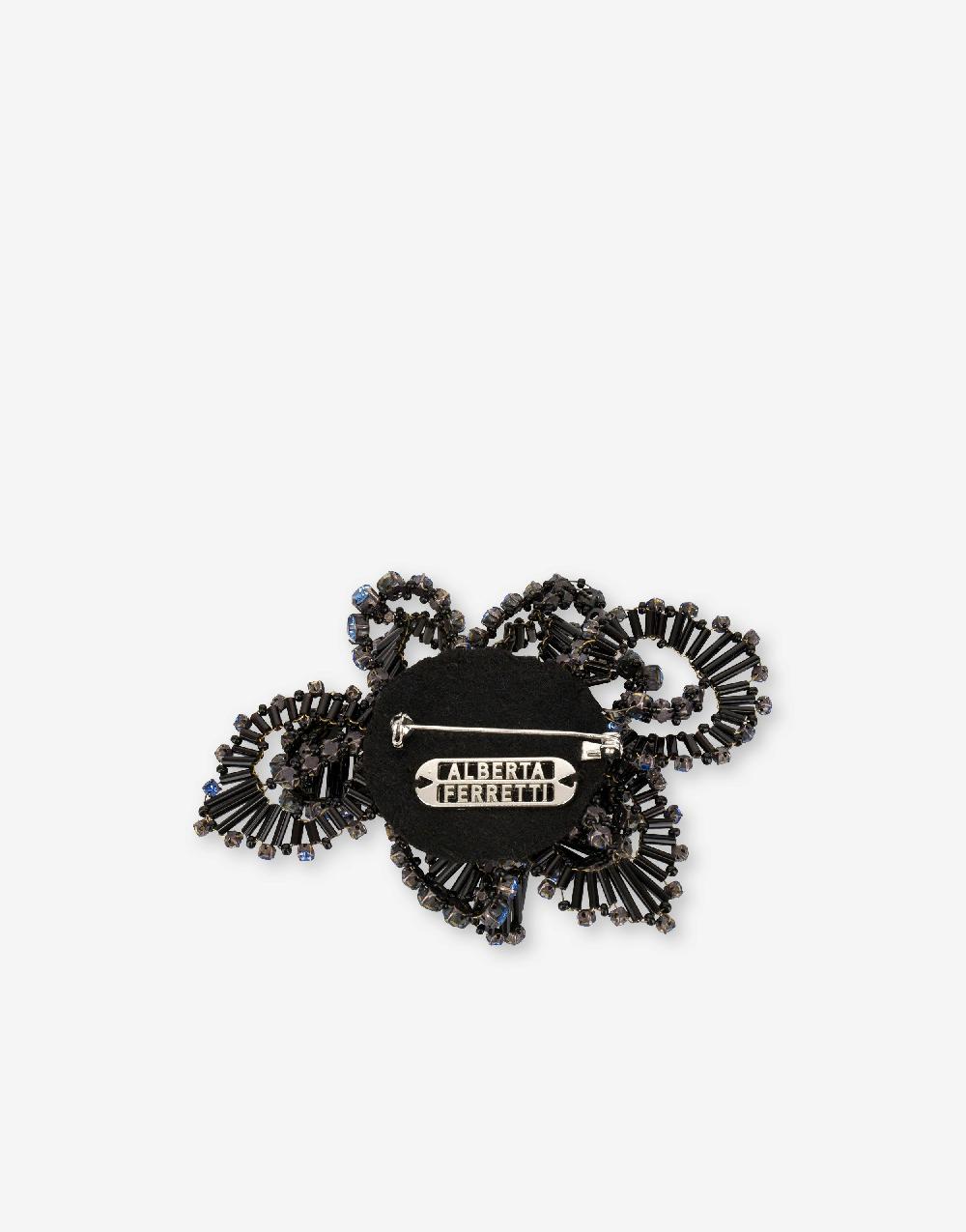 Alberta Ferretti Spilla bijoux a fiore blu con pietre e perline Economico