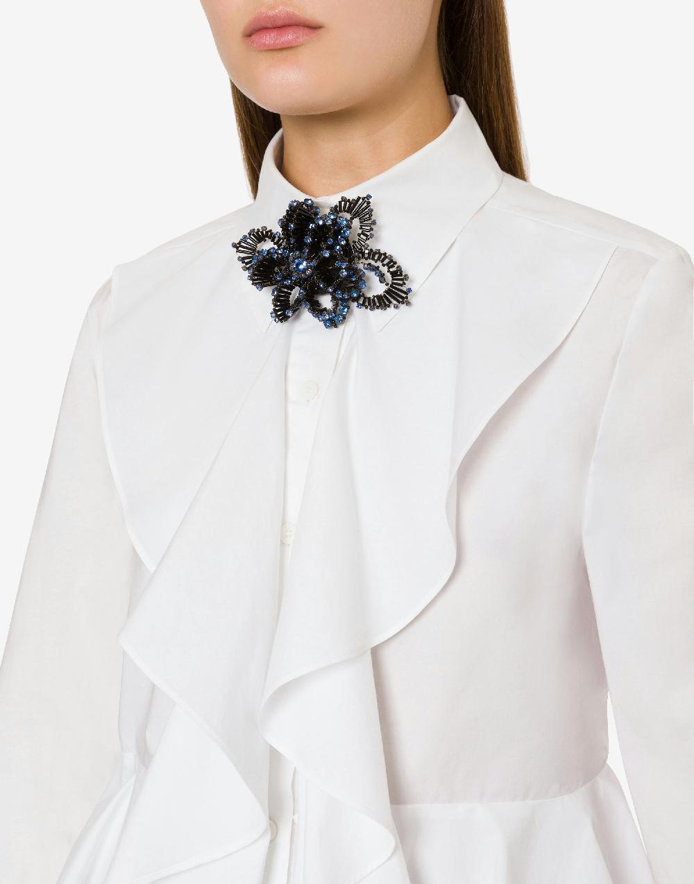 Alberta Ferretti Spilla bijoux a fiore blu con pietre e perline Economico