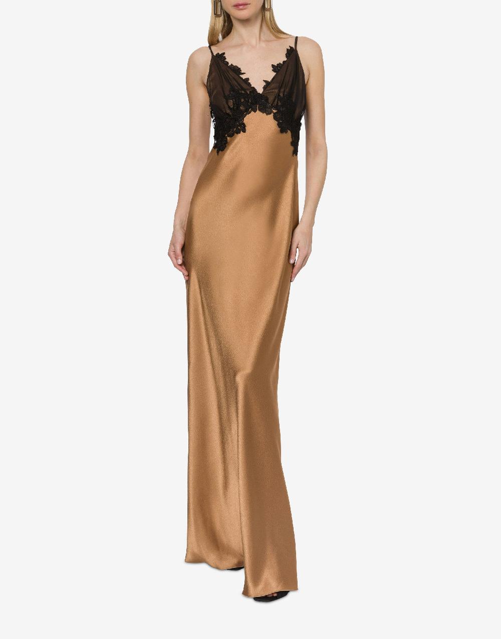 Alberta Ferretti Abito in raso con tulle e pizzo Hotsell