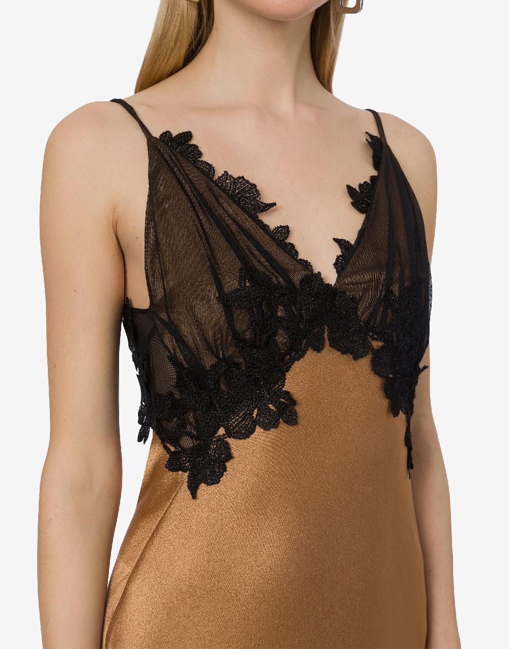 Alberta Ferretti Abito in raso con tulle e pizzo Hotsell