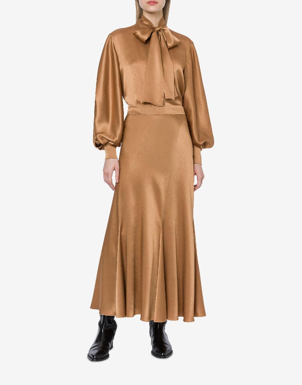 Alberta Ferretti Camicia in raso con collo lavallière Saldi Di Fabbrica